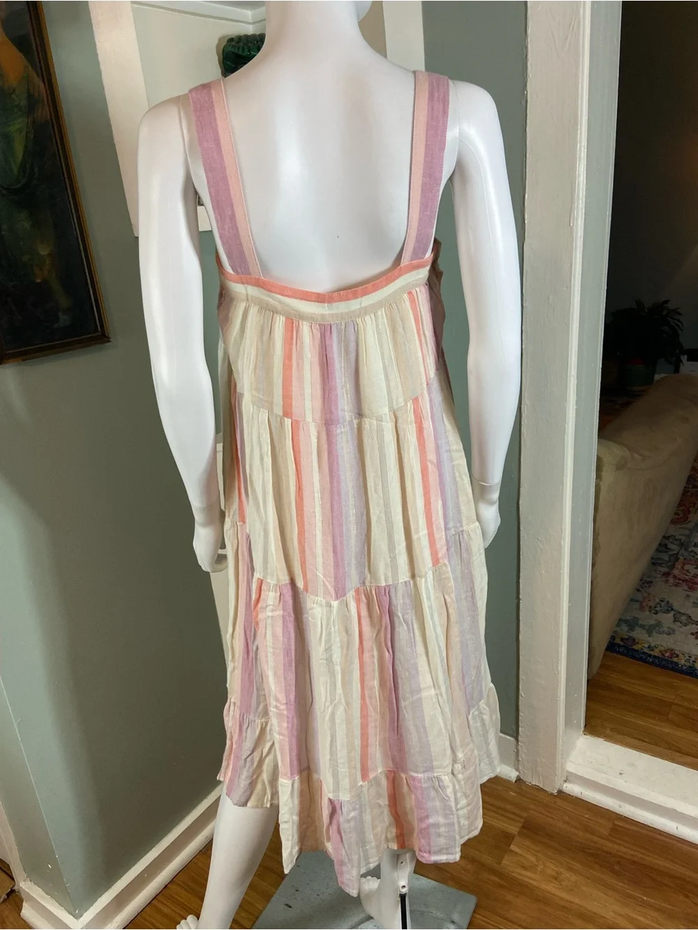 RAILS Amaya Sleeveless Tiered Midi Sun Dress Juliette Striped XSmall XS Sundress